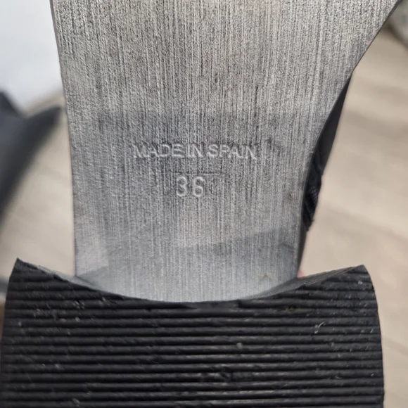 FREE PEOPLE Essential Boots 36 / 6 Washed Out Black Leather Tall Block Heel Boho - Picture 13 of 16